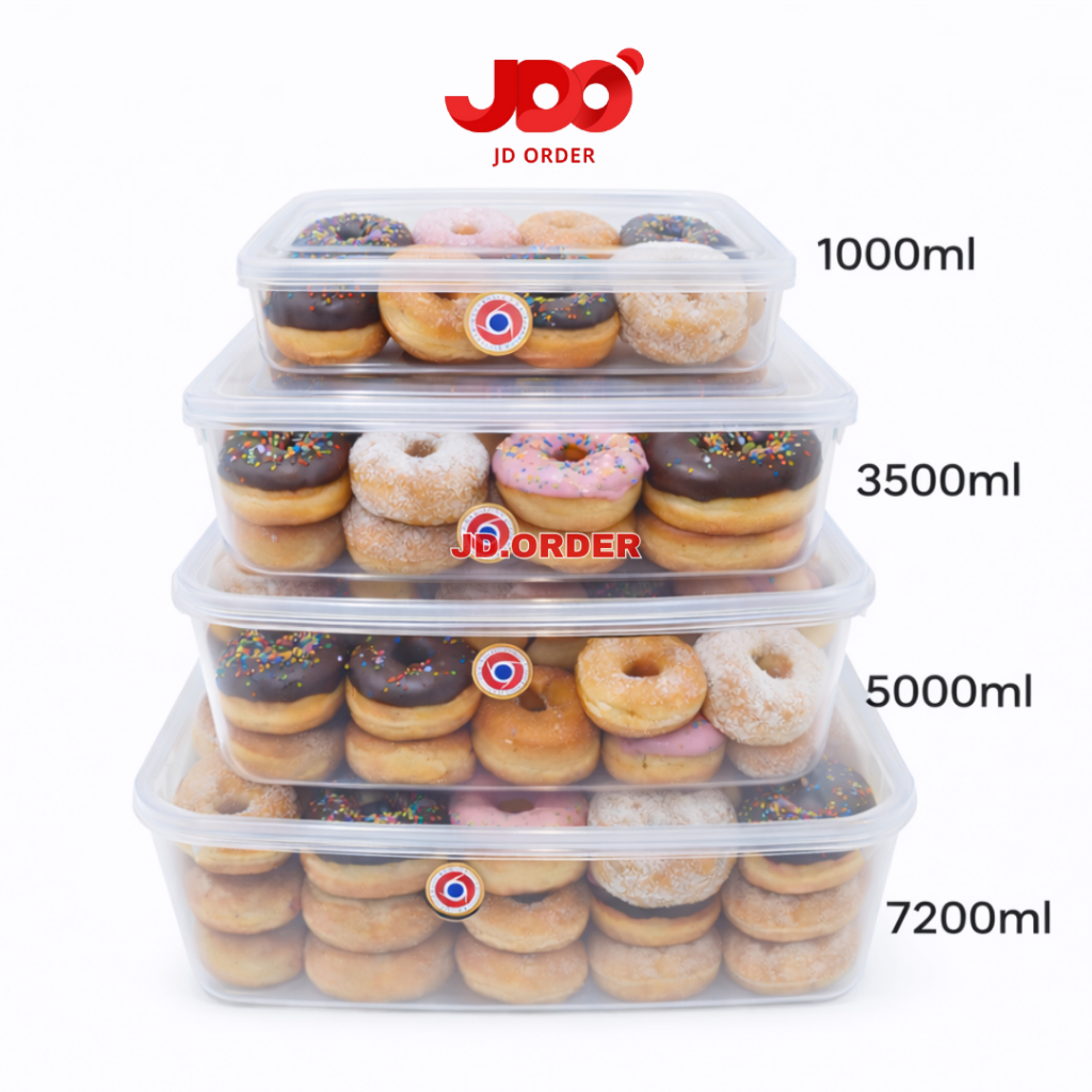 Kotak Tempat Donat Plastik Sealware Transparan 1000ml, 3500ml, 5000ml, 7200ml Bersertifikat Halal