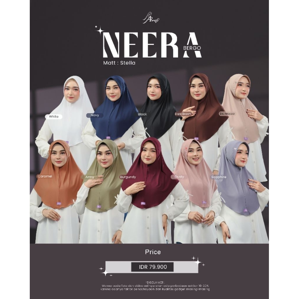 BERGO NEERA Hijab terbaru ( daily, sport, Olga ) by Arrafi ori
