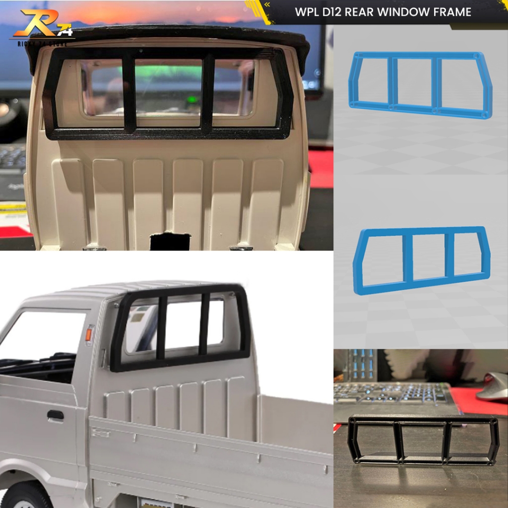 WPL D12 Rear Window Frame Guard - Body Kit Part RC Drift 3D Print