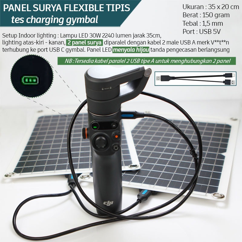 Solar panel monokristalin lentur elastis flexible ringan tipis 10W / HP Charger / cas ponsel tenaga 