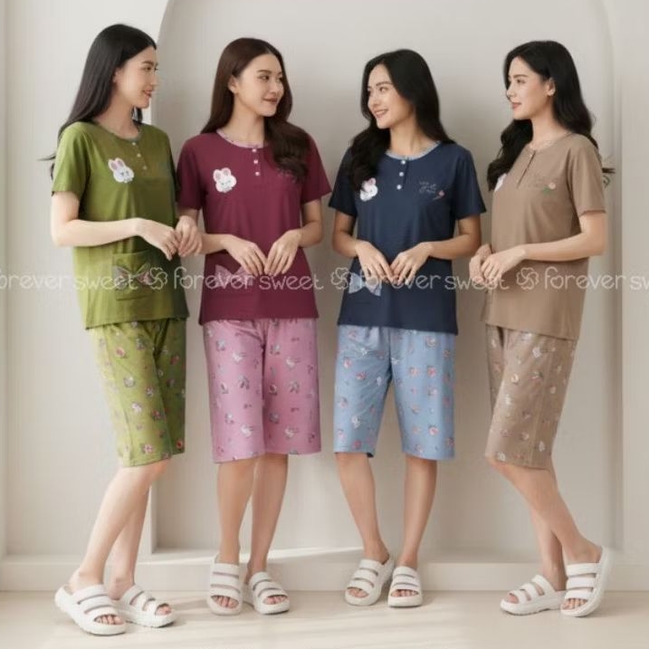 FOREVER SWEET Concept Baju Tidur Babydoll Setelan Piyama 3/4 Bodyfit Body Fit V 738, V 788, RBF 2902