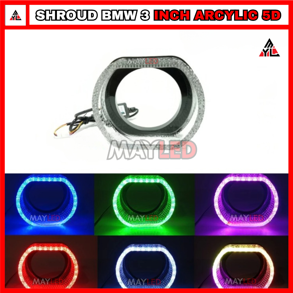 Lampu Shroud BMW 3 Inch Acrylic 5D glory RGB Shroud Lampu Biled 3 INCH Kristal RGB