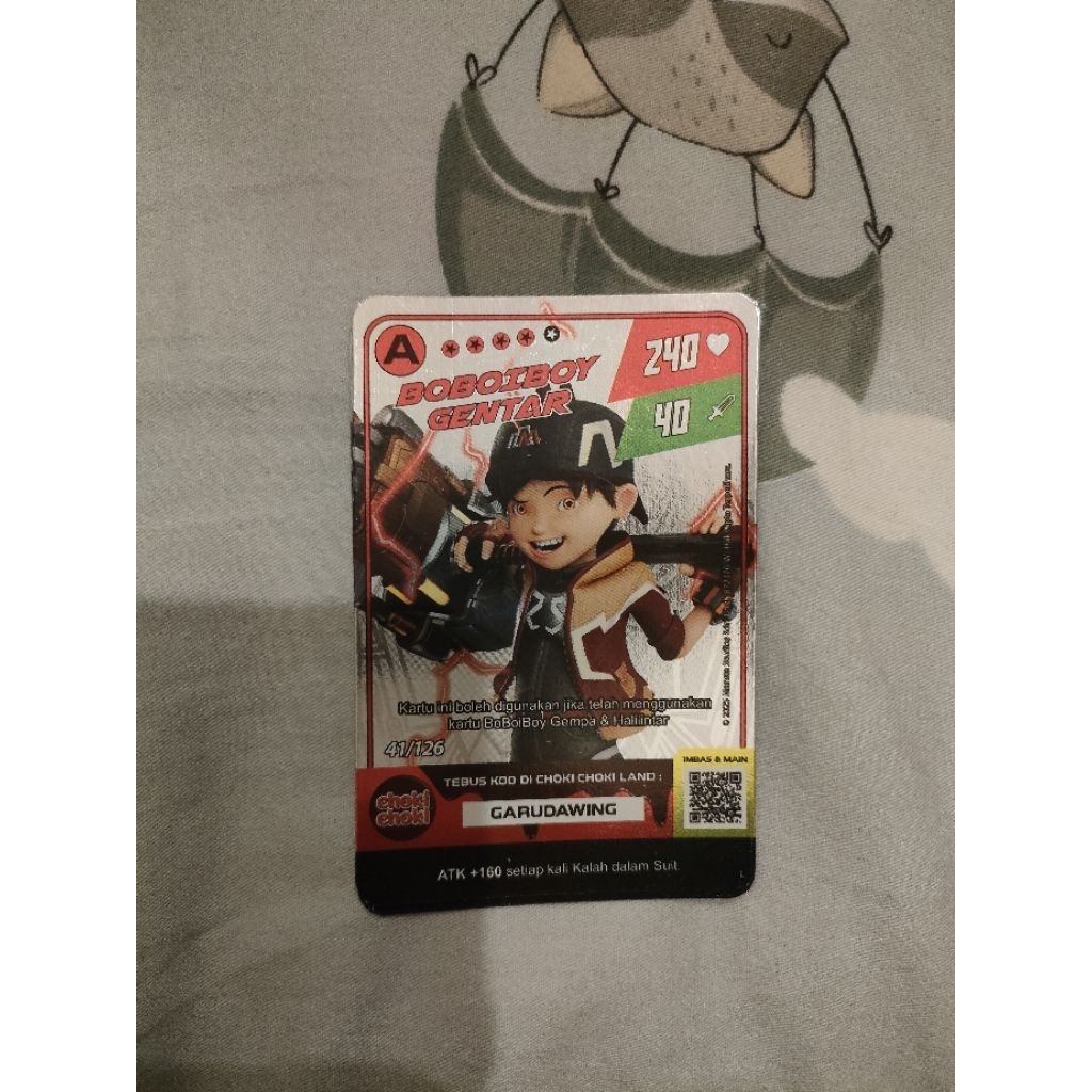kartu choki-choki x Boboiboy gentar