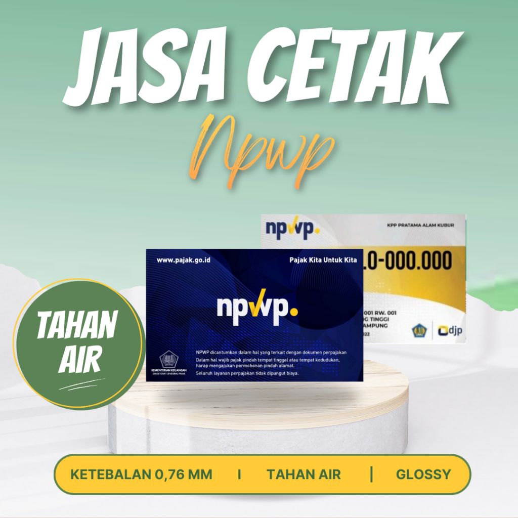 jasa cetak kartu npwp pribadi tahan air proses cepat
