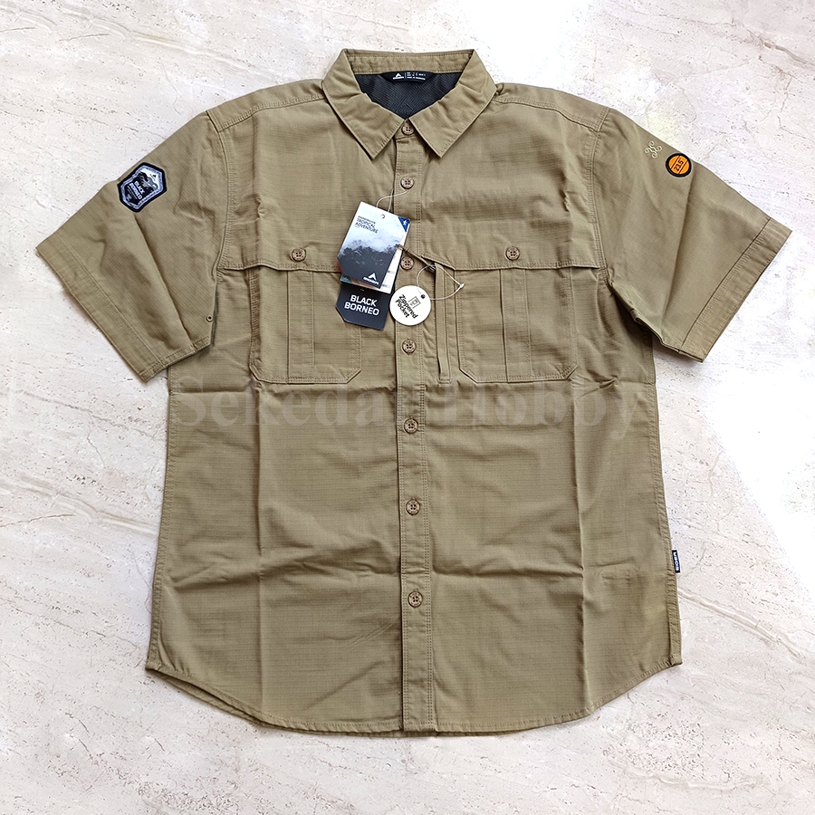 KEMEJA EIGER KALAMANTARA KHAKI BLACK BORNEO KEMEJA PRIA OUTDOOR ORIGINAL KHAKI