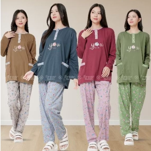 FOREVER SWEET Concept Baju Tidur Babydoll Setelan Piyama PP Mama Size Mamasize  Celana Panjang 836 -