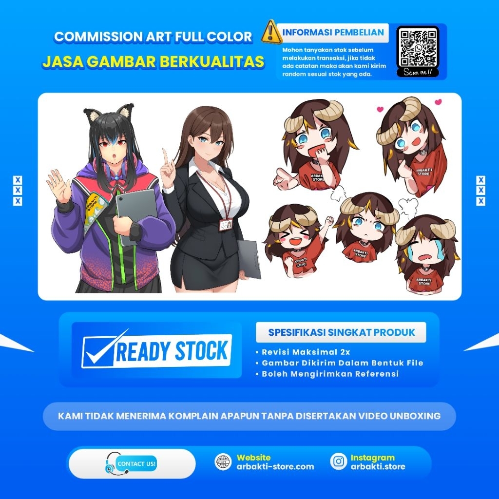 COMMISSION ART FULL COLOR SIMPLE SHADING (ANIME STYLE, FAN ART) JASA GAMBAR MURAH / JASA BIKIN LOGO