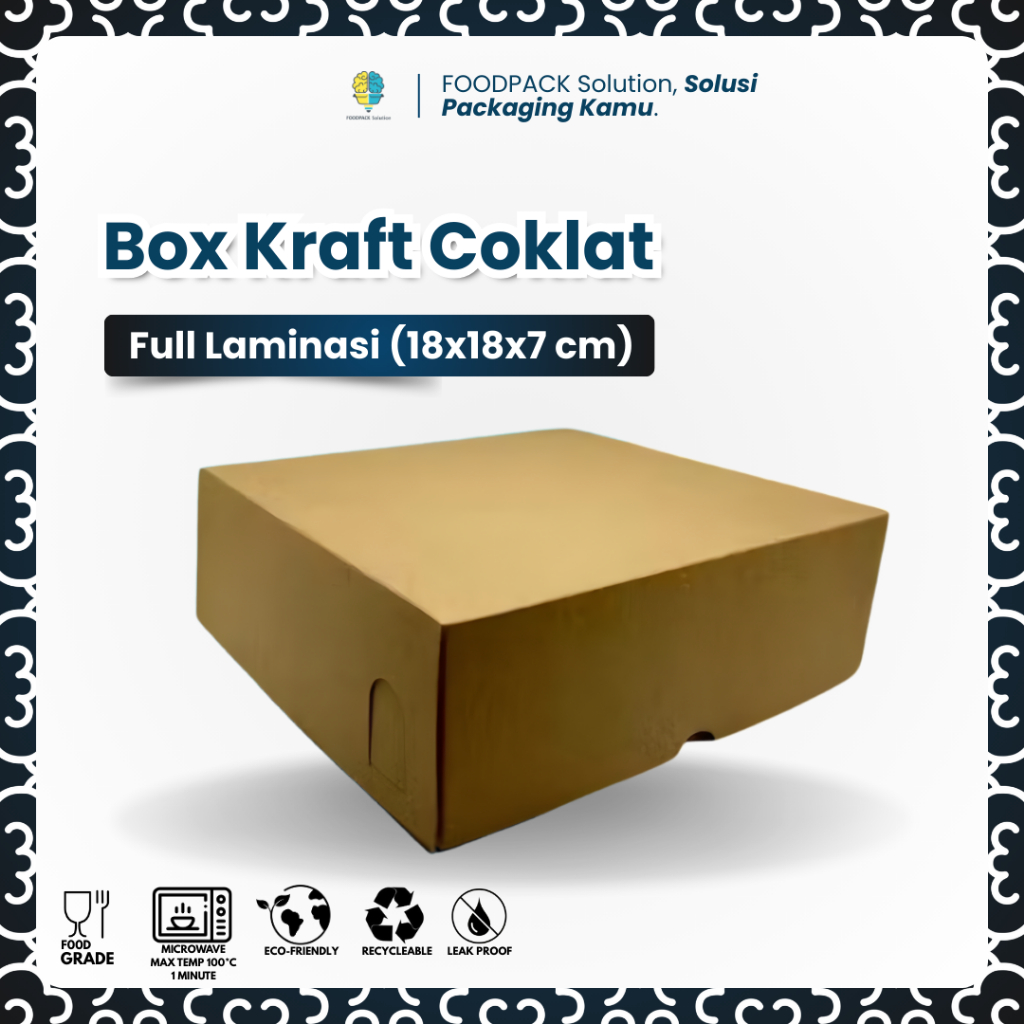 (18x18x7cm) Box Catering, Dus Craft, kardus Laminasi kraft coklat / Box Kue