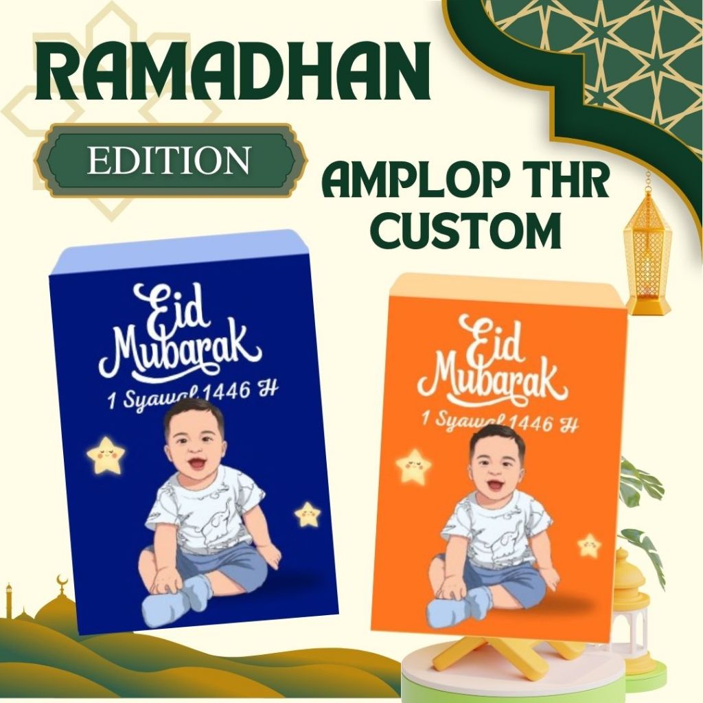 Amplop LEBARAN THR Custom Foto Sendiri |Amplop Lebaran Custom Nama & Gambar | Isi 8pcs Murah | MOTIF