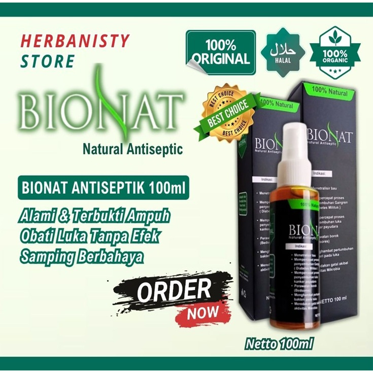 BIONAT SPRAY 100ml - Antiseptik Luka Diabetes/ Setelah Operasi, Penghilang Bau Luka & Infeksi.