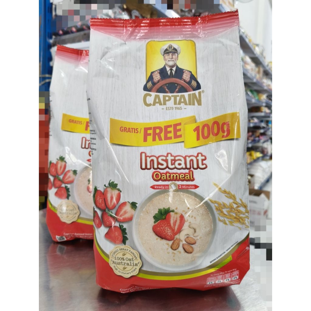 Captain Oat Meal 1kg/Gandum Utuh 1kg/Cereal Gandum/Gandum instan siap pakai/Instan Oat Meal 1kg/