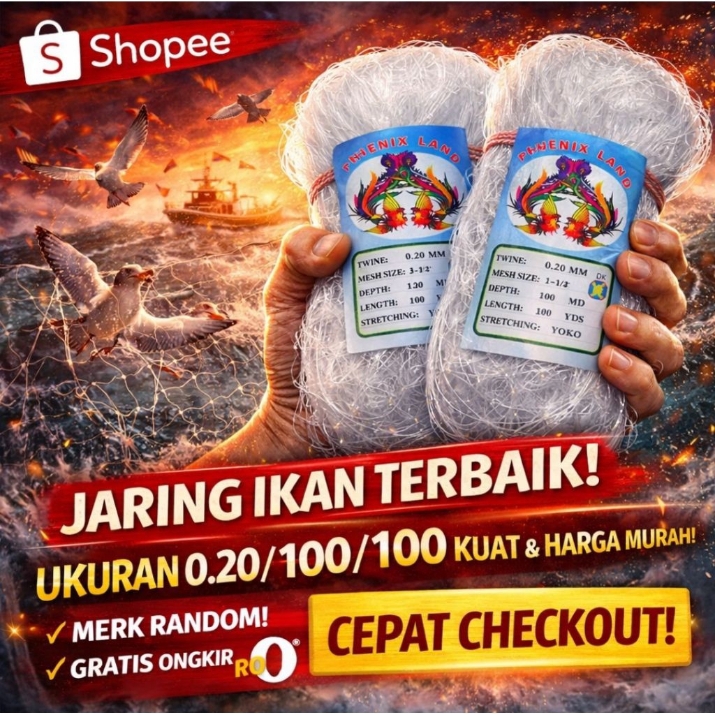 Jaring Ikan Senar 0.20 Yoko – Panjang 100 m / 100 Yards | Pukat Ikan (Ukuran Bisa Dipilih)
