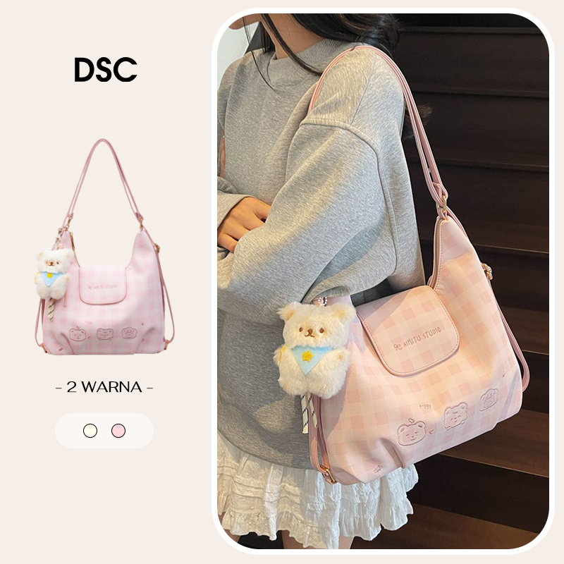 Tas Bahu Kasual Wanita Baru Tas Ransel Kapasitas Besar Komuter Korea Tas Bahu Rantai Serbaguna