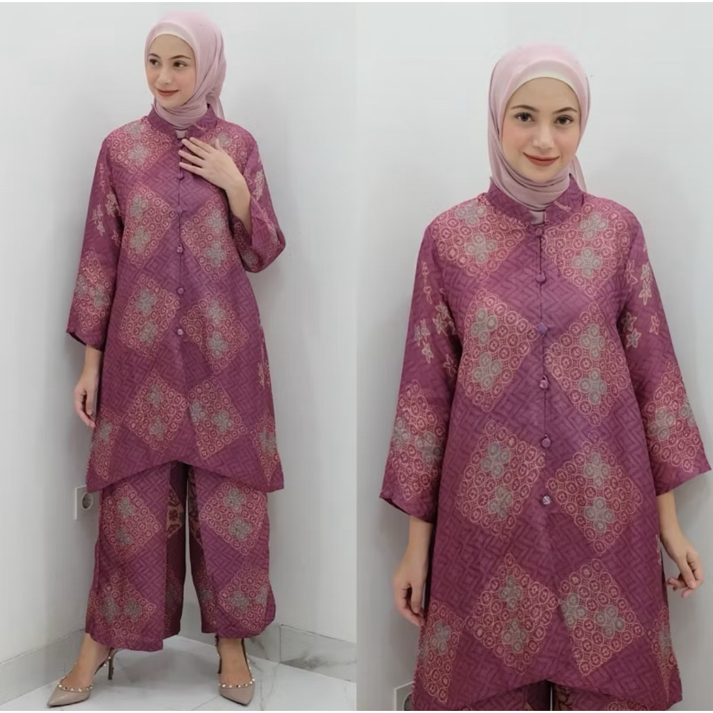 tunik sanghai set batik celana kulot SARAH THE LABEL