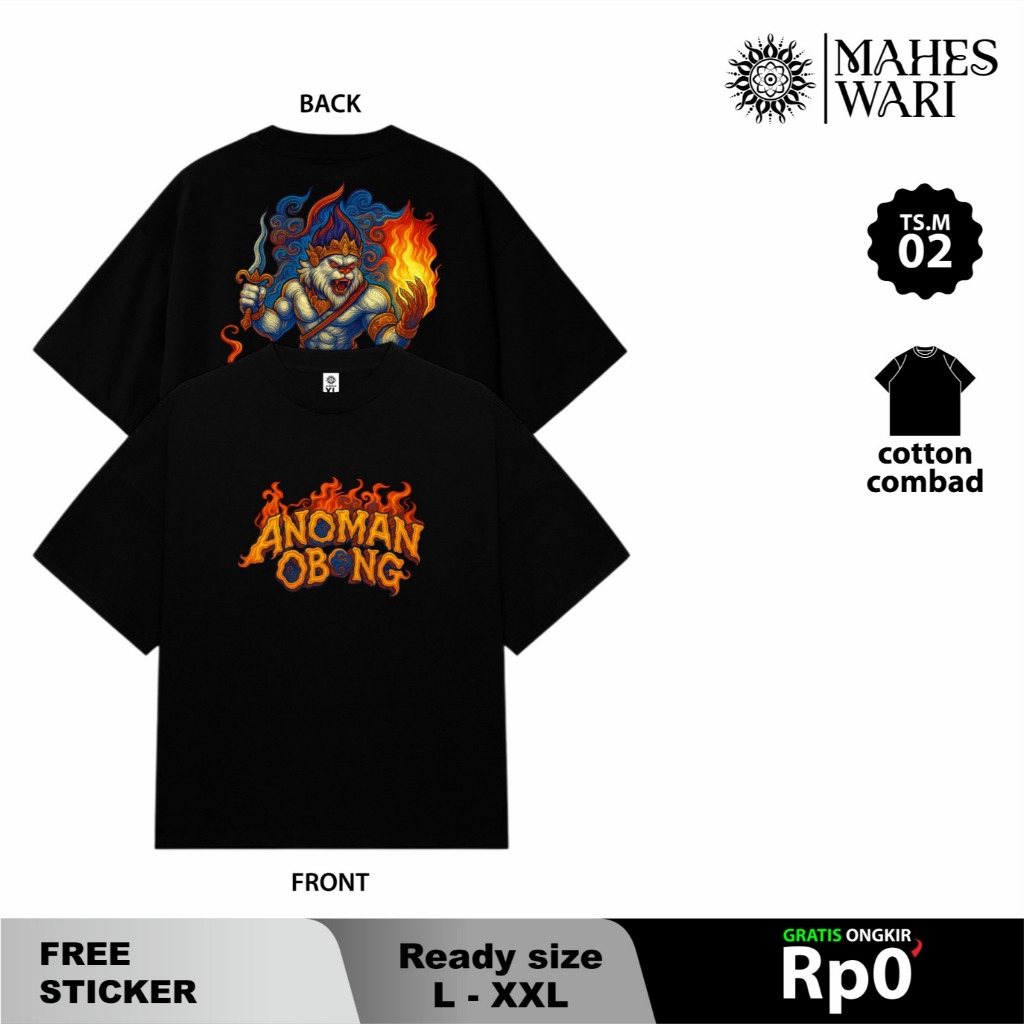 Tshirt Maheswari Kaos Anoman Obong Baju Wayang Java Culture Basic Pria Wanita Cotton Combed Premium