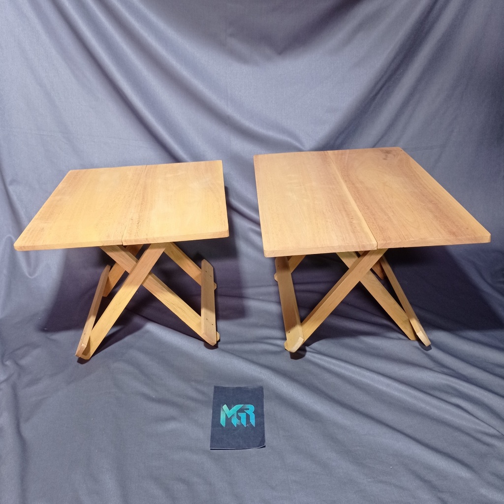 Meja Kayu POLOS Lipat Portable Serbaguna Handmade untuk Piknik, Belajar, Membaca & Ngaji Al Qur’an, 