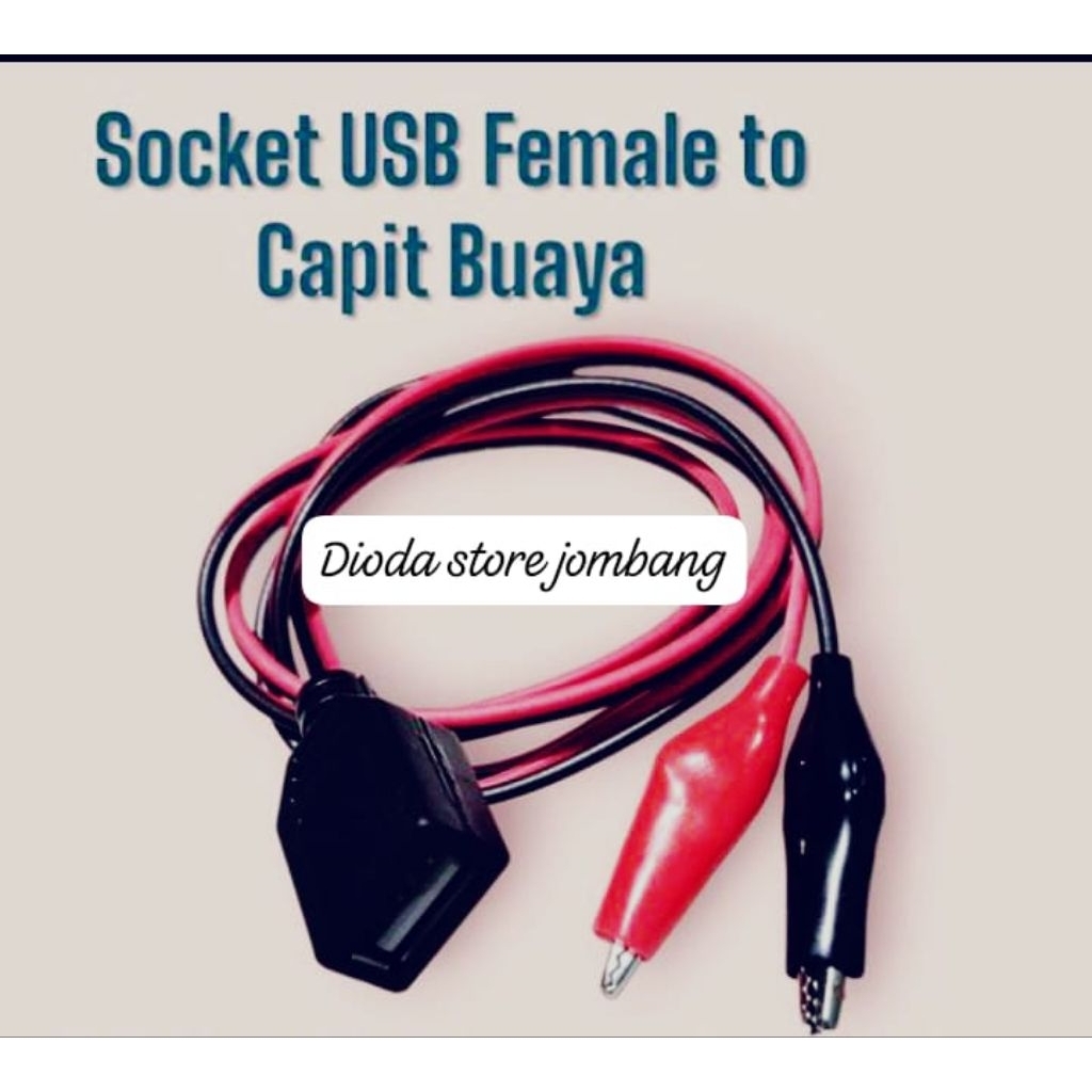 socket USB Female to capit buaya panjang kabel 80cm