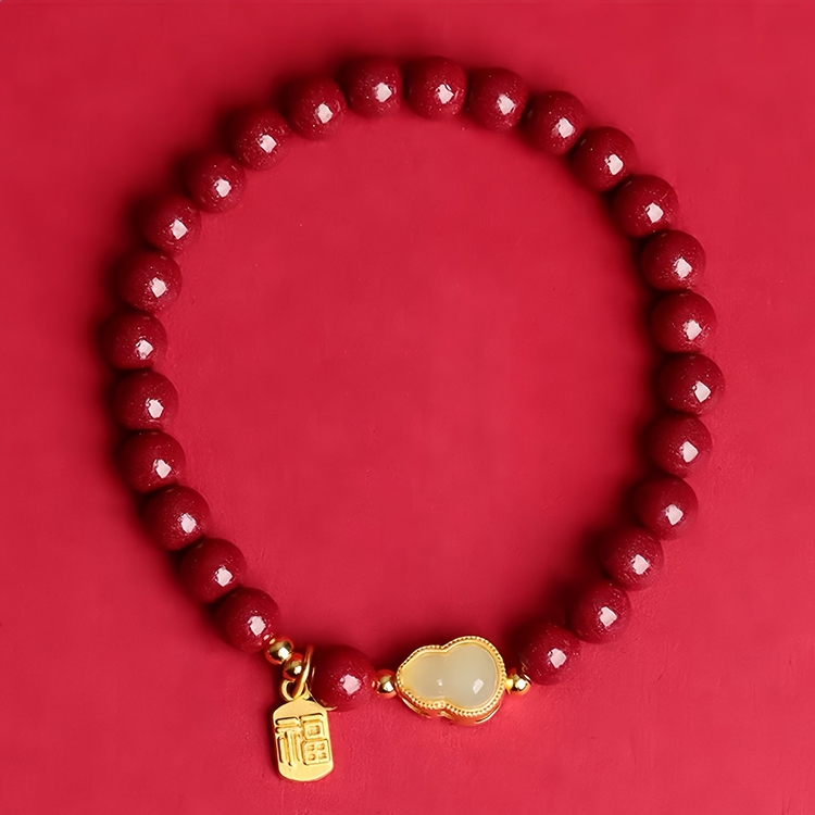 100% Giok Merah Alami Gelang Tangan Wanita Manik-manik Untung Manik Giok Asli Kalung Doa Keberuntung