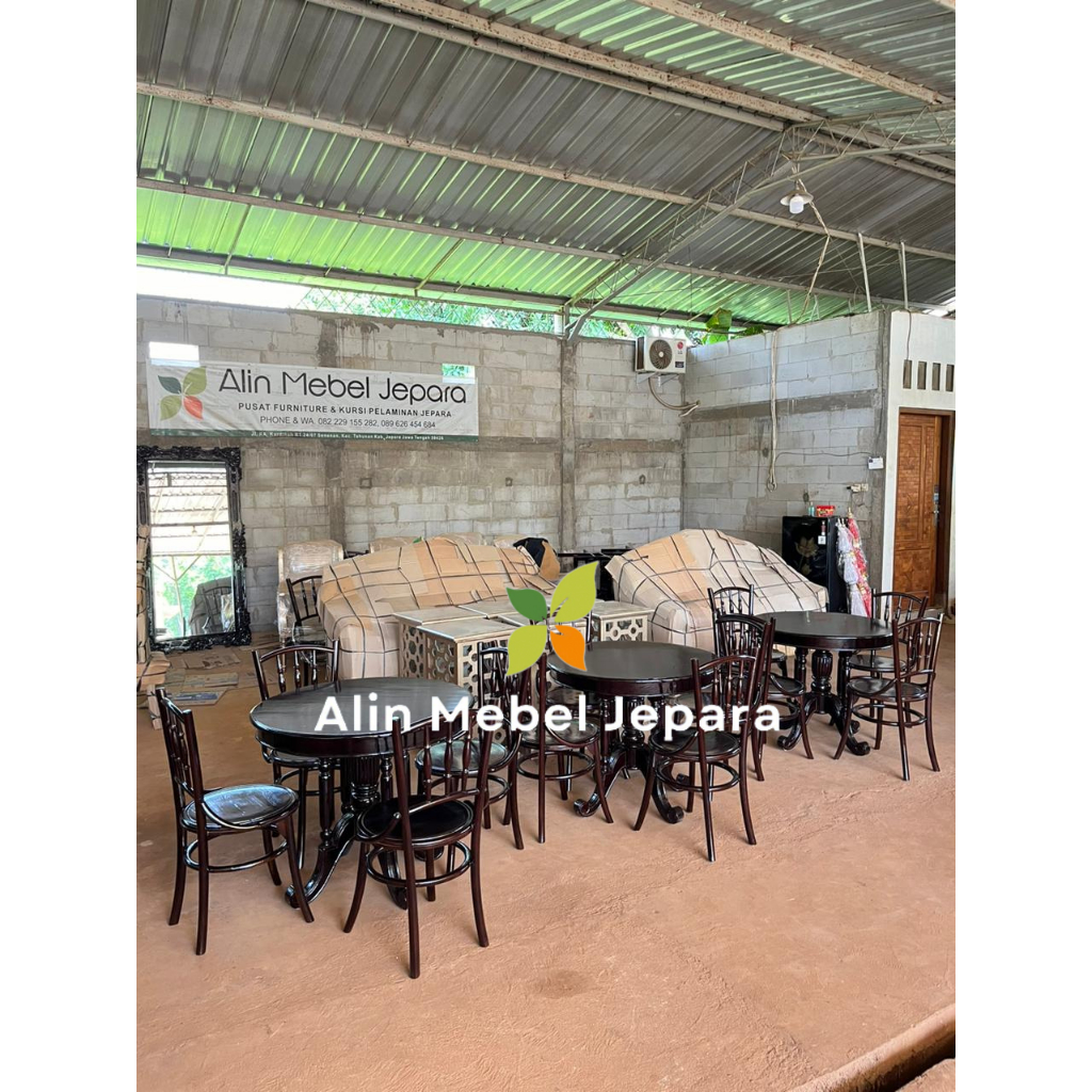 Set Meja Makan Bulat Besar, Meja Makan Kayu Jati, Kursi Loboy, Set Meja Makan Kursi Loboy