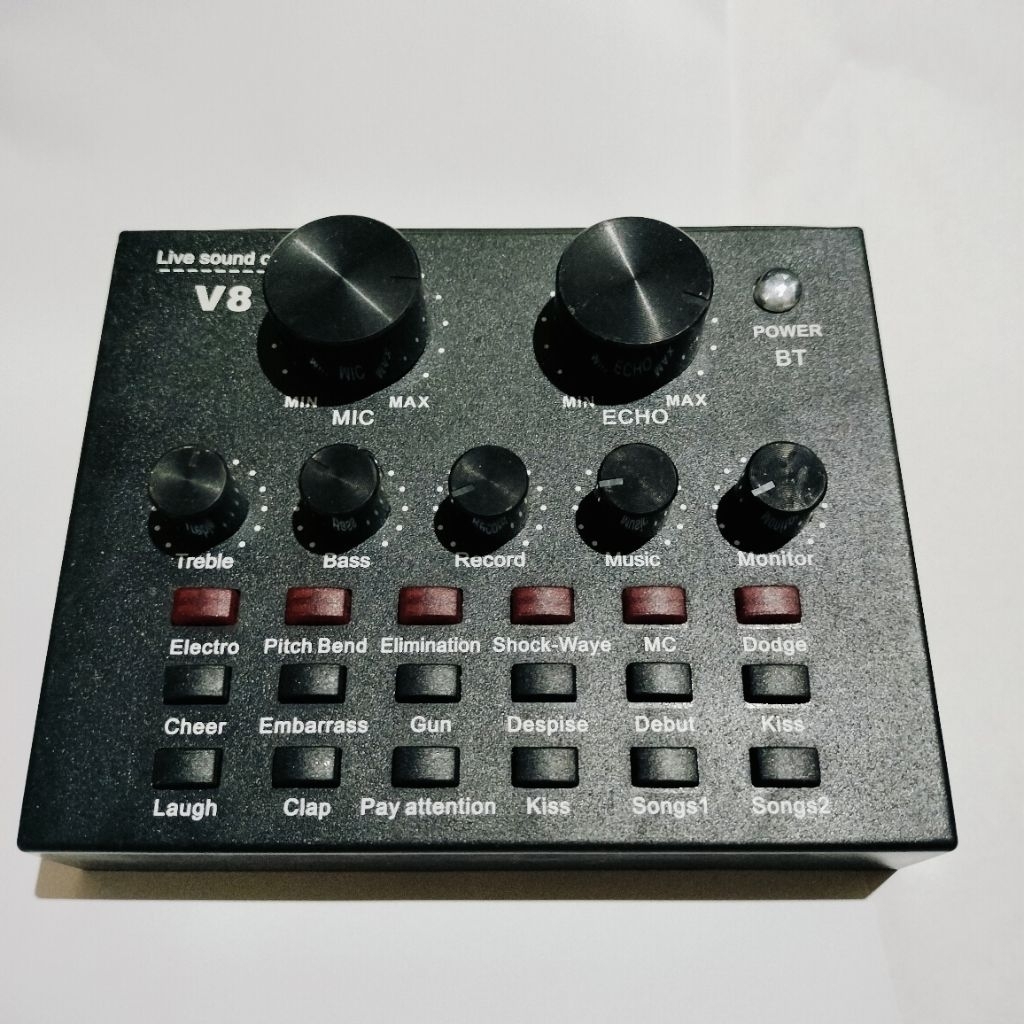 SoundCard V8 Mixer (TANPA KABEL)  External Audio Microphone Live Singing alive Sound Card