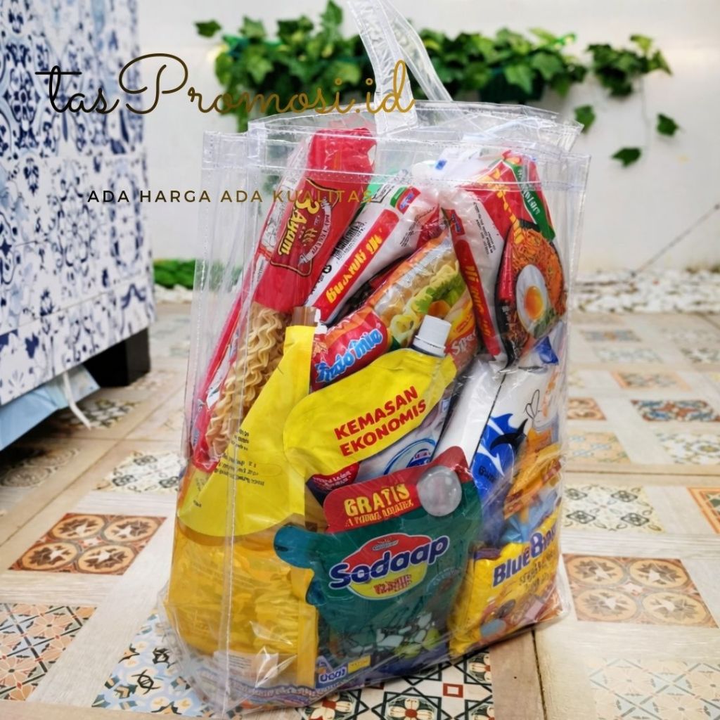 Tas mika transparan JUMBO BESAR TEBAL  tas mika 30x12 TAS PROMOSI  SOUVERNIR PERNIKAHAN  TAS SEMBAKO