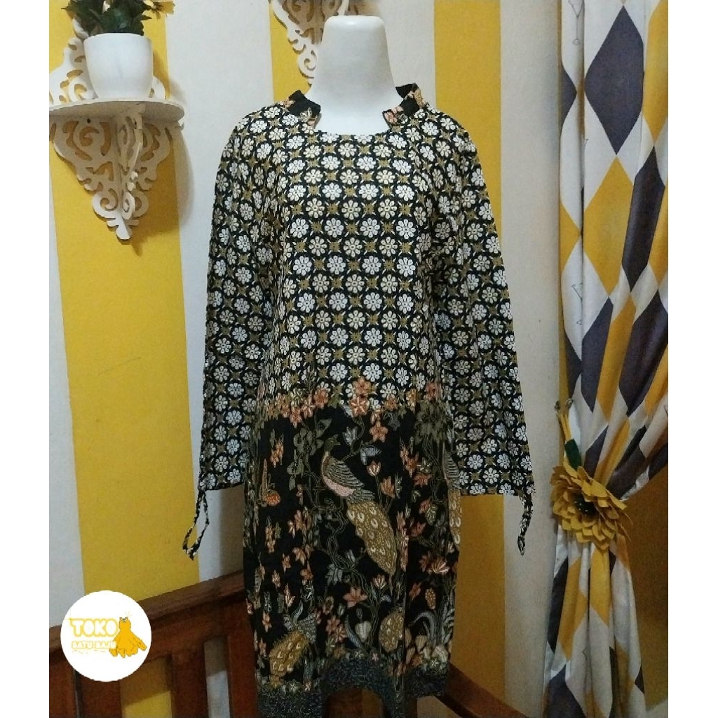 batik tunik hijau lumut