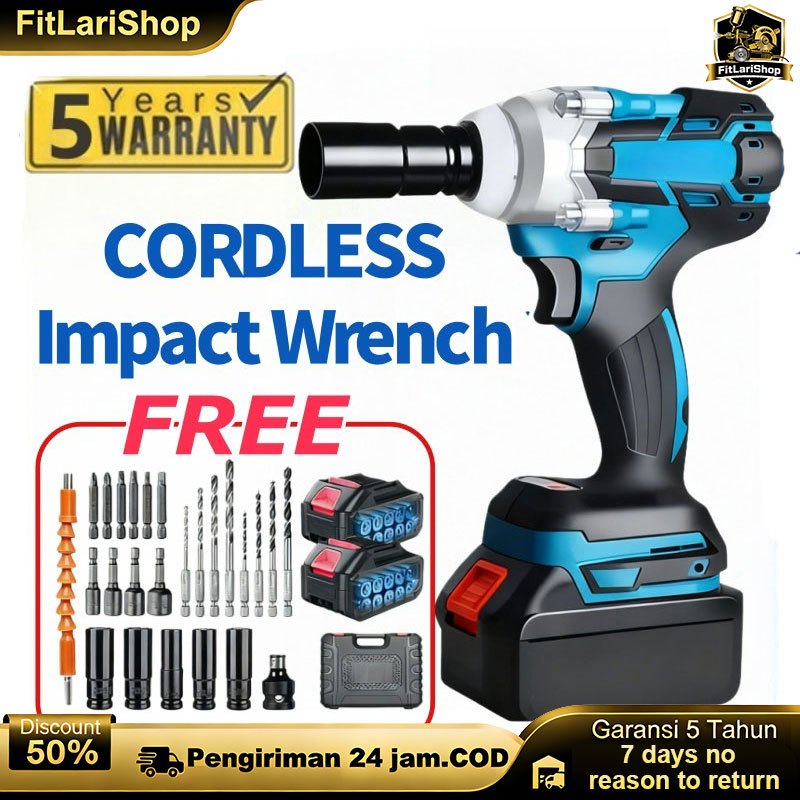 Brushless Impact Tool high torsi Brushless impact Baterai 1090V 2 Baterai  pembuka baut mobil infek 