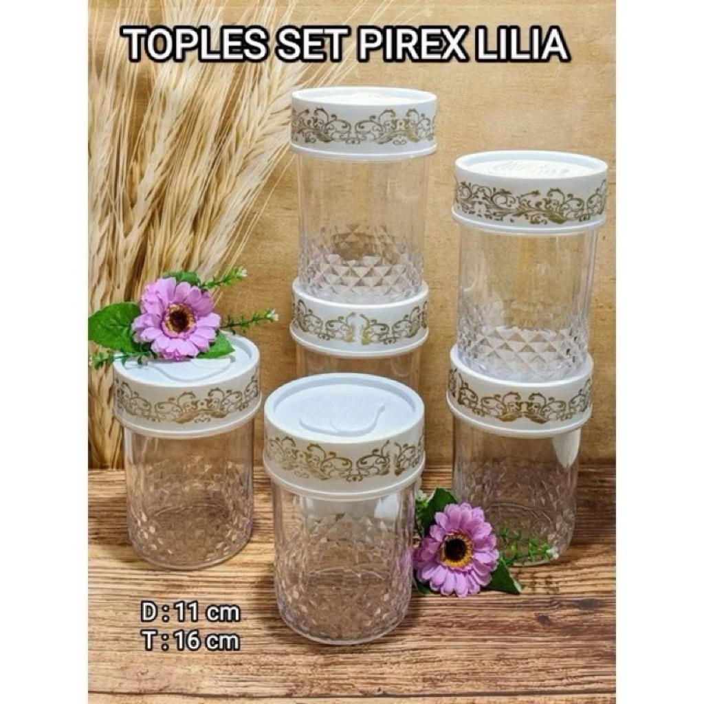 toples lebaran toples idul fitri toples pirex lilia 6pcs / toples acrylic set