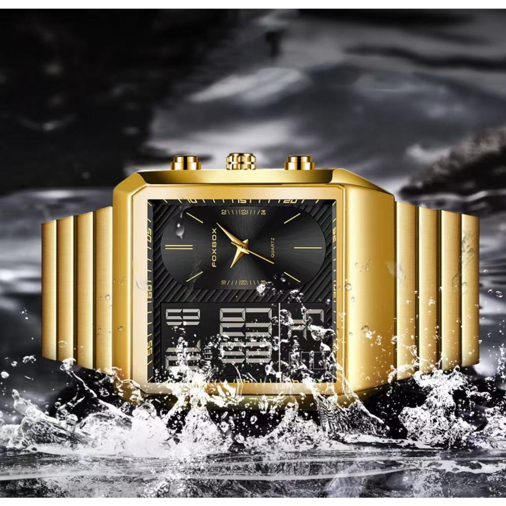 FOXBOX/Liger Watch Men's Fashion Waterproof Watch Multi functional Calendar Timing Code Night Light 