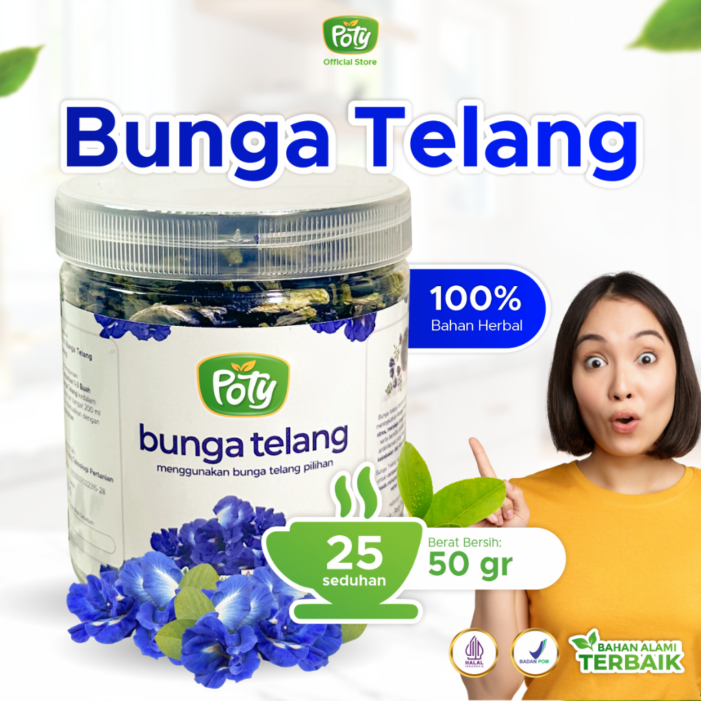 Teh Bunga Telang Kering Organik 1 kg 500 gram Poty