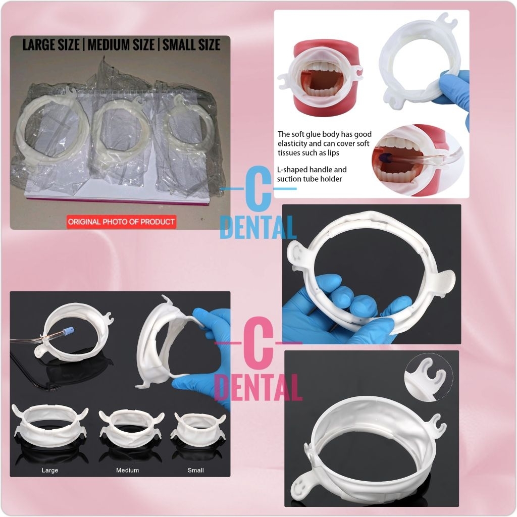 Dental Retractor L-Shaped Opener Cheek Lip With Clip Suction Hose Holder For Bleaching/Ortho/Veneer