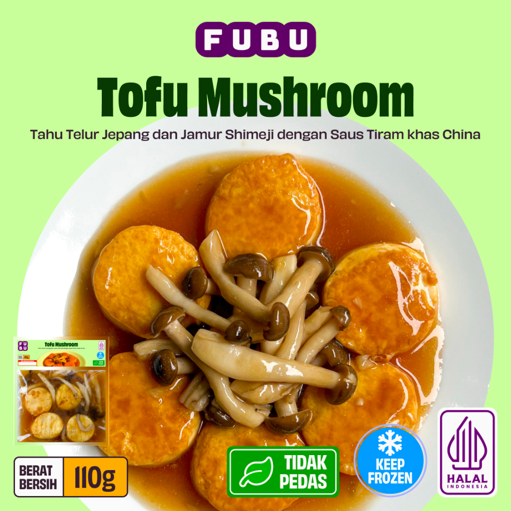 FUBU Tofu Mushroom - Sapo Tahu Jamur Saus Tiram - Satu Porsi Lauk Instan Frozen Food