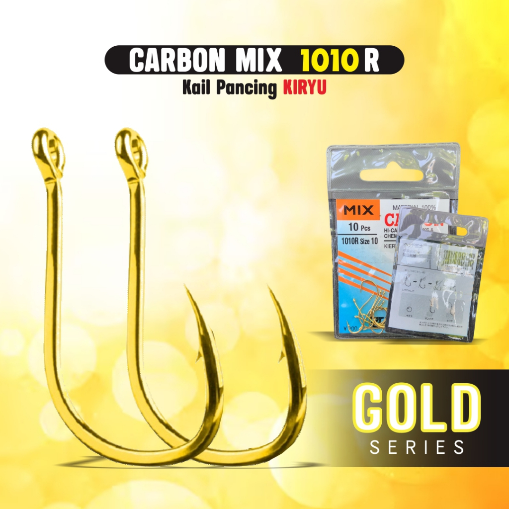 Mata Kail Kieryu Carbon Mix 1010R Berlubang Ukuran 0.1-12 Kuning Emas Jig Pancing Ikan Umpan Mancing