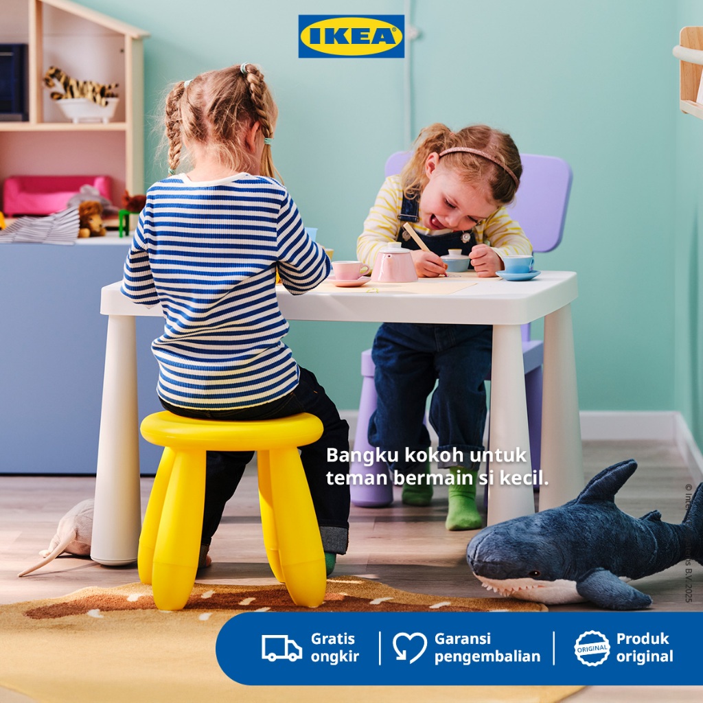 IKEA MAMMUT Bangku Kecil Anak Dalam/Luar Ruangan Kuning