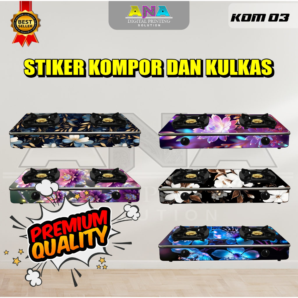 STIKER KOMPOR GAS DAN MAGICOM / STIKER MOTIF BUNGA / STIKER KOMPOR GAS 1 TUNGKU 2 TUNGKU STIKER KOMP