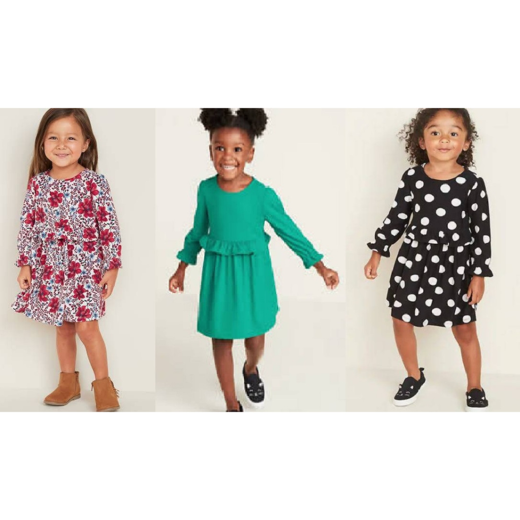 Pabrik branded CUCI GUDANG QldN@vy dress kids O2 18 24 month bulan 2 4 years tahun hitam putih hijau