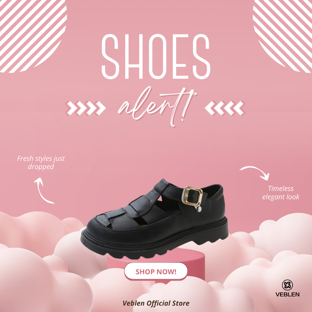 VEBLEN OFFICIAL STORE Sepatu Slip On Fisherman Wanita Bahan Rubber EVA Mewah Korean Style