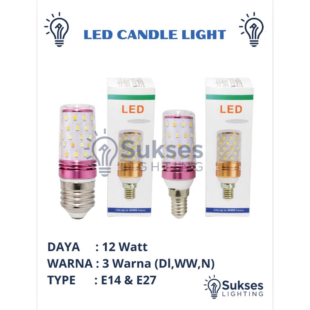 LAMPU CANDLE LIGHT NAVIGATE LAMPU JAGUNG NAVIGATE 12WATT 3COLOR