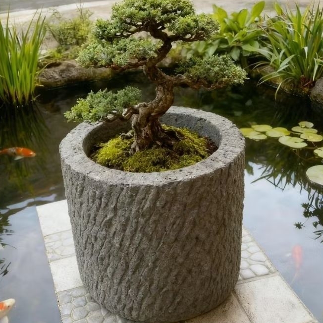 Pot bonsai batu alam gunung Merapi