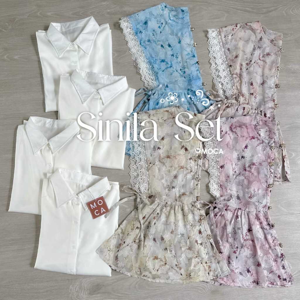 SINILA BLOUSE SET VEST SHAKILA MIX JAQ EMBOS RENDA PREMIUM ADEM MURAH BY MOCA