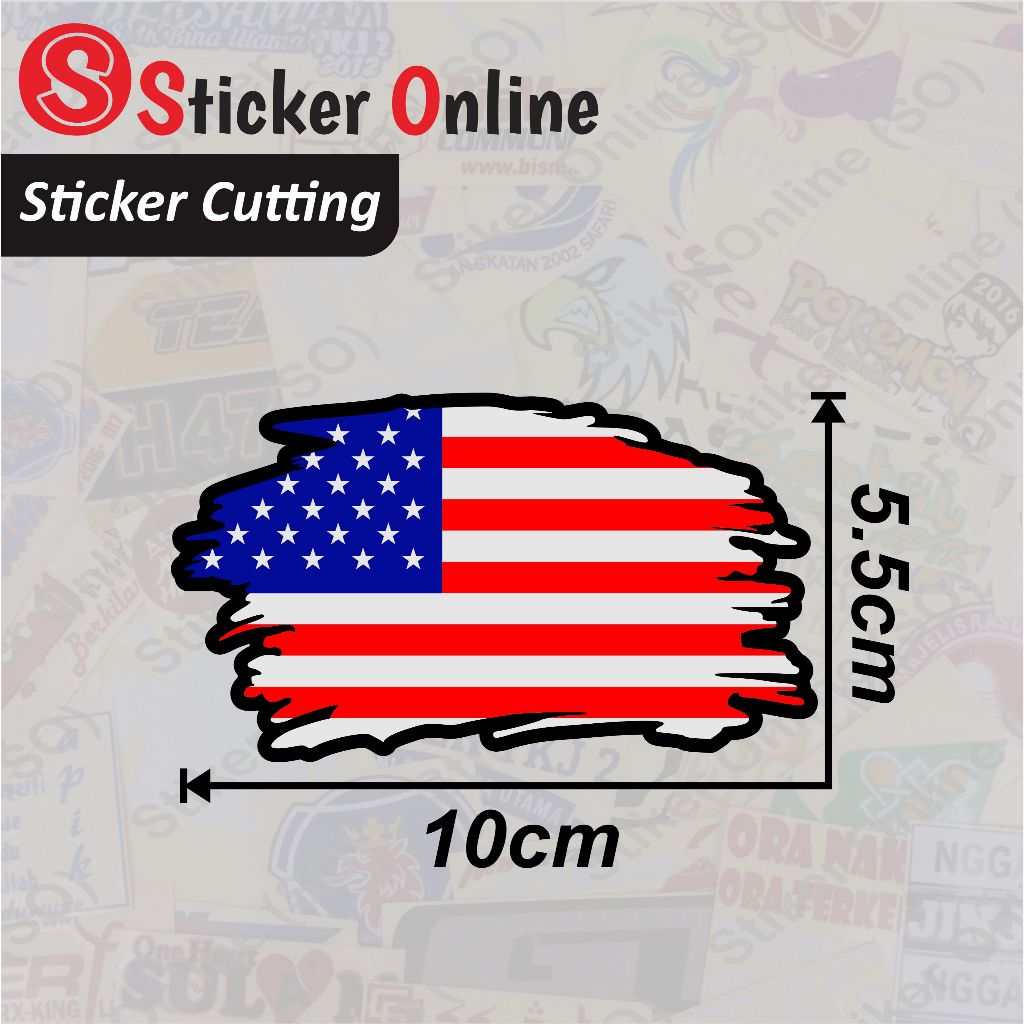 Stiker Bendera Amerika Serikat | Sticker Cutting Flag United States USA Motor Mobil