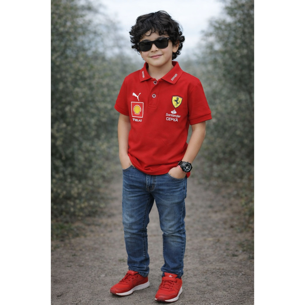 kaos polo ferrari anak