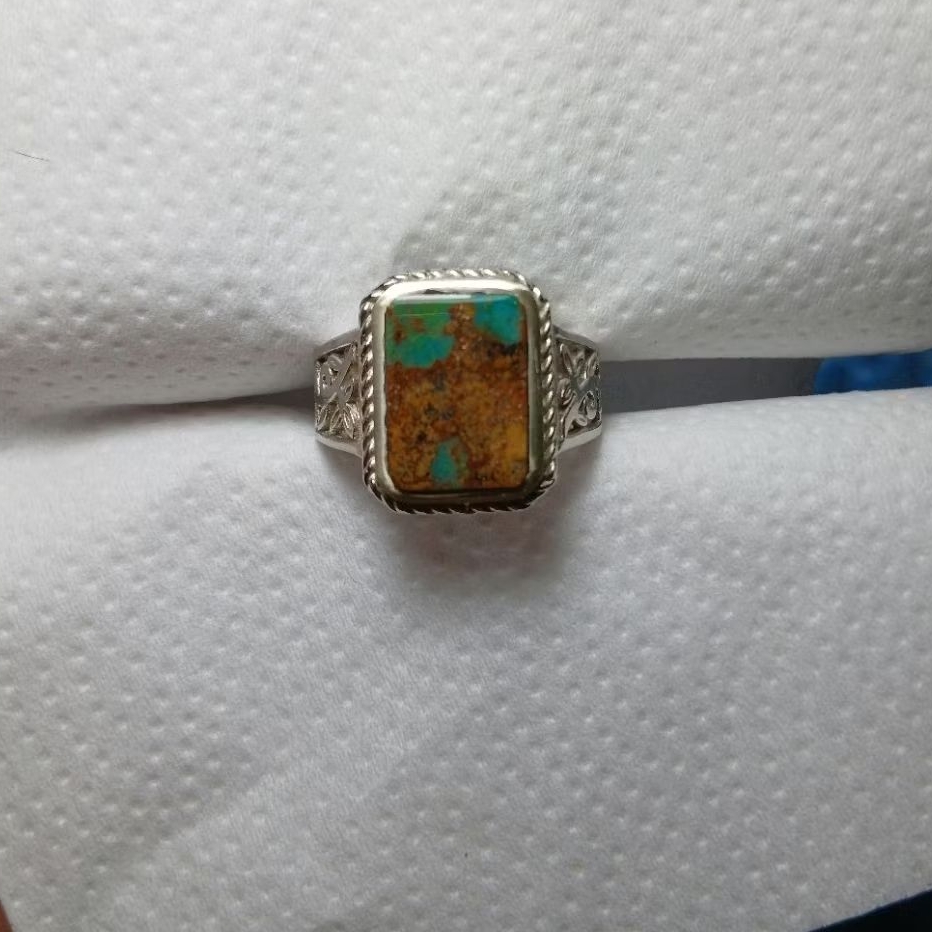 Cincin batu pirus persia kotak natural