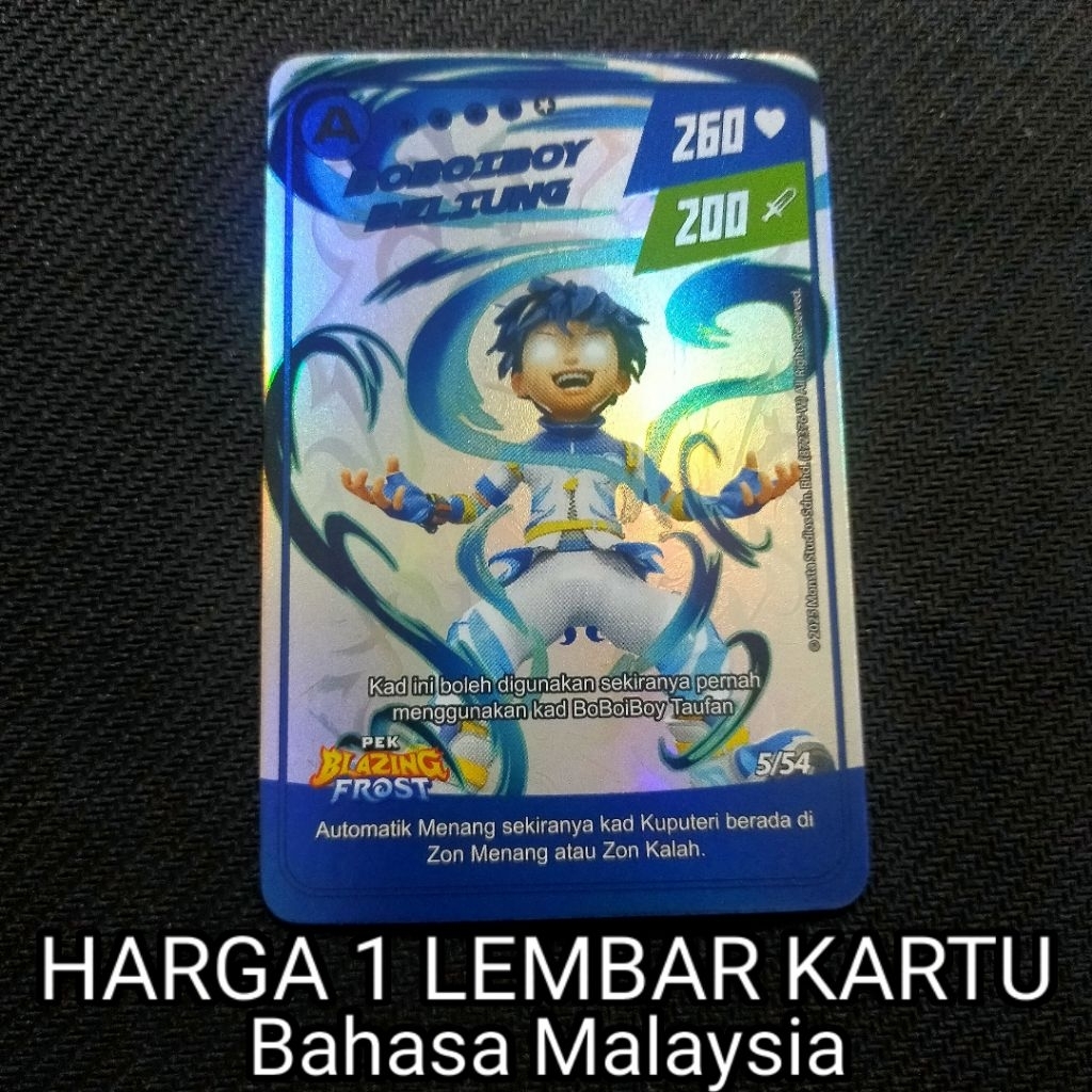 (HARGA SATU KARTU) Boboiboy Monsta Galaxy Card Boboiboy Beliung Dari Pek Blazing Frost