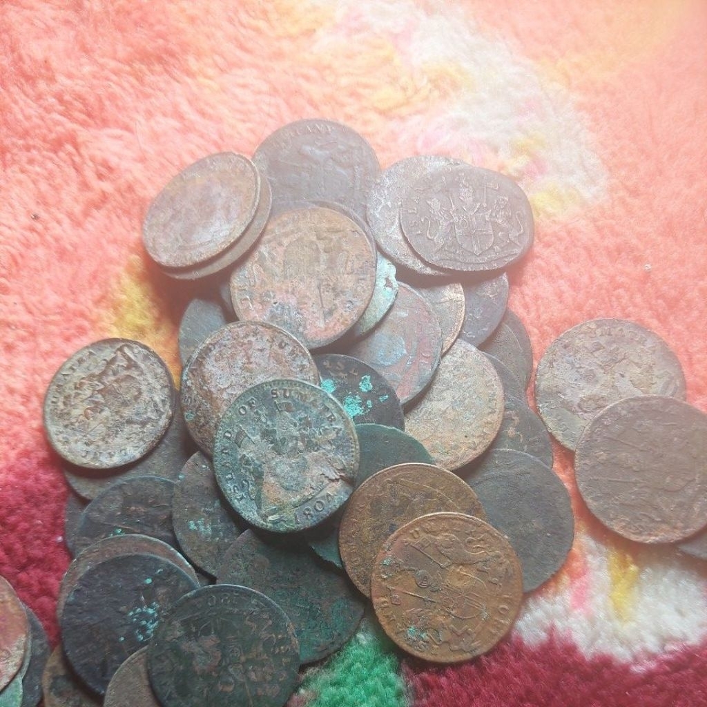 10 keping Koin tua tahun 1804 island of Sumatra. asli.