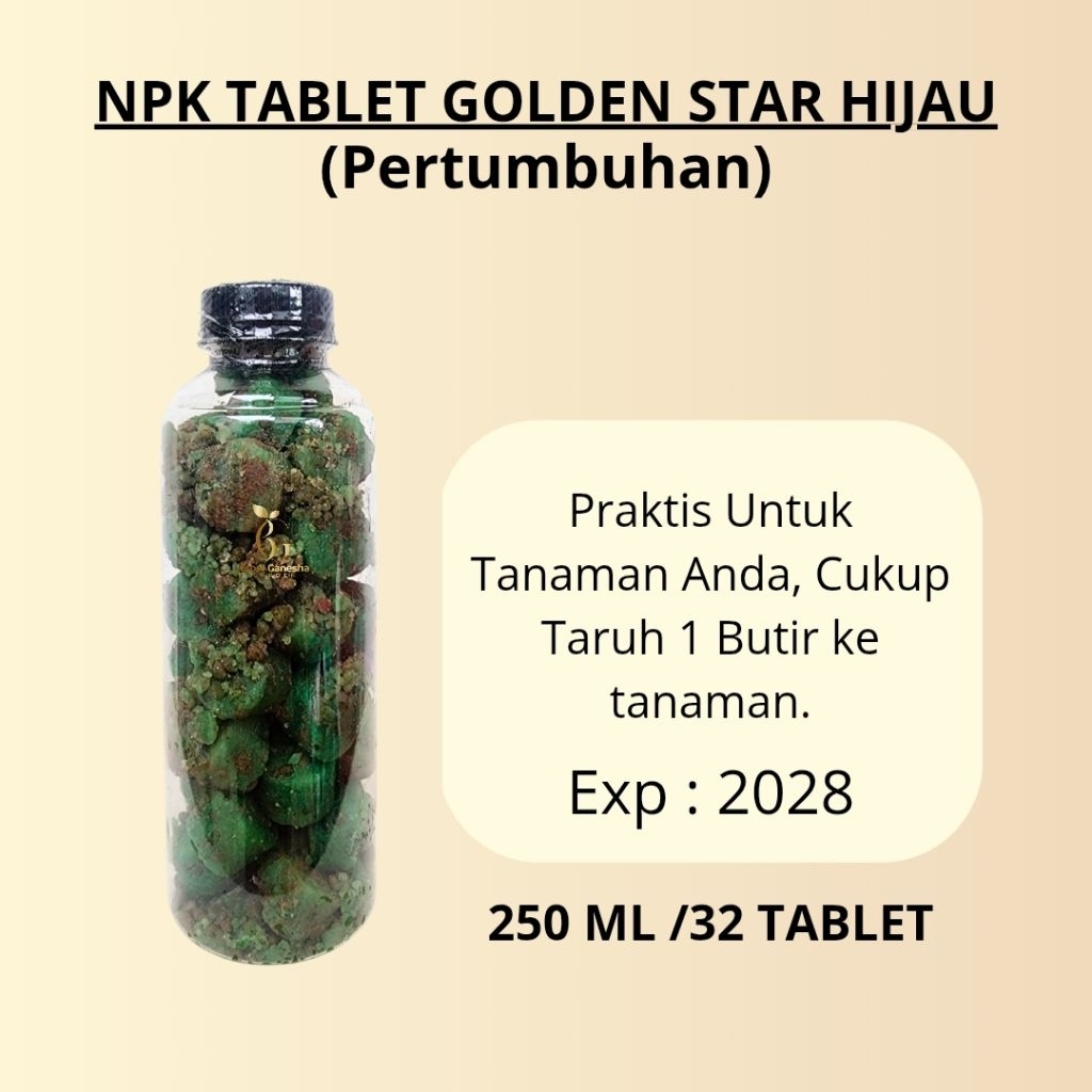 NPK TABLET GOLDEN STAR HIJAU (PERTUMBUHAN) || NPK TABLET GOLDEN STAR || PERTUMBUHAN