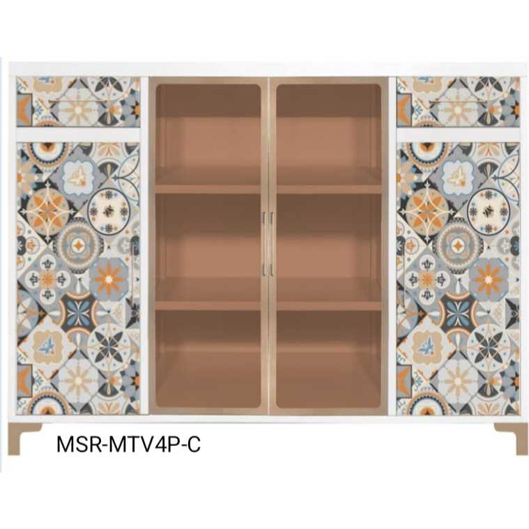 Buffet Pendek Besi 4 Pintu - Sideboard Meja TV Metal Cabinet