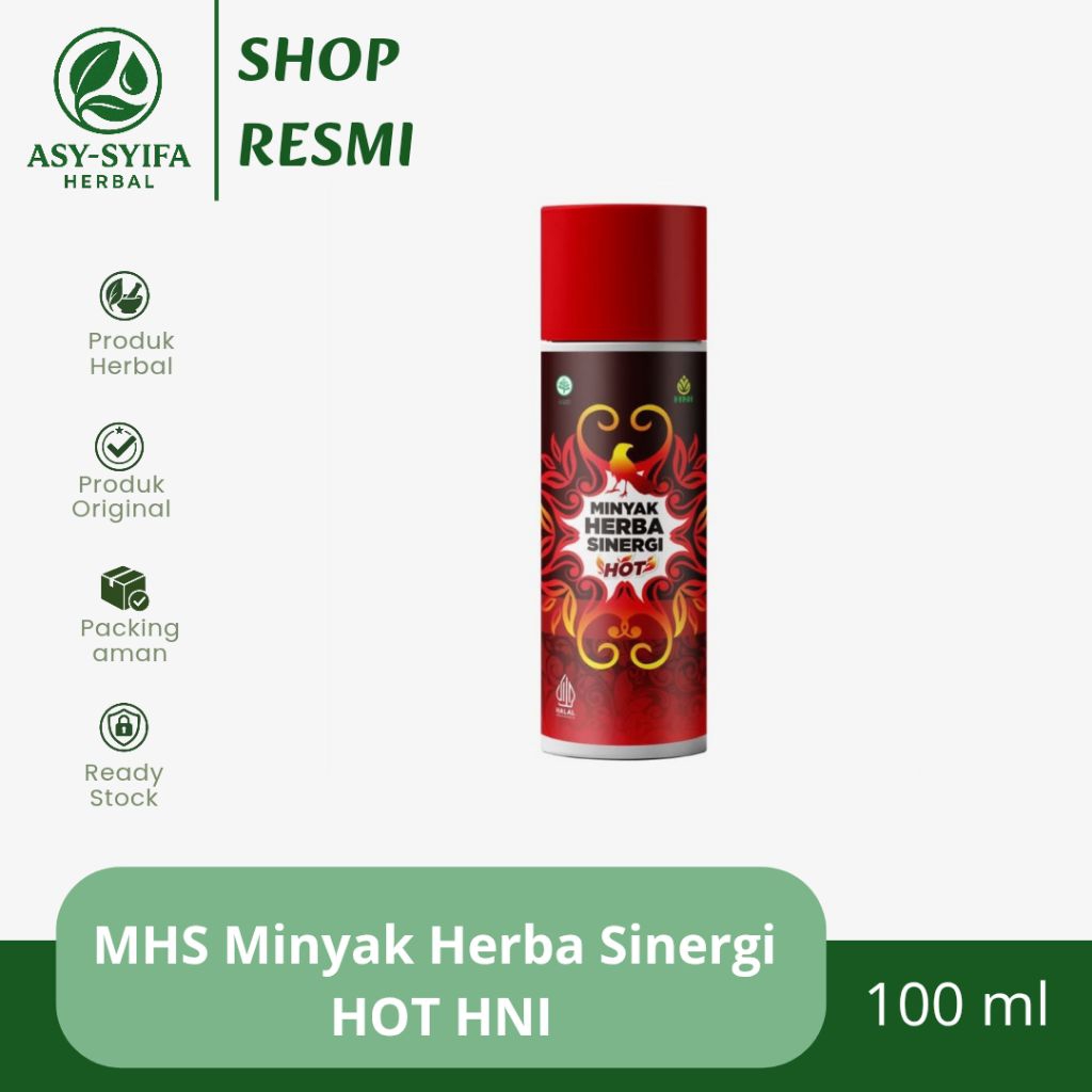 MHS Minyak Herba Sinergi HOT – Minyak Herbal Sinergi HNI HPAI – Minyak Gosok Urut Pegal Linu – 100ml
