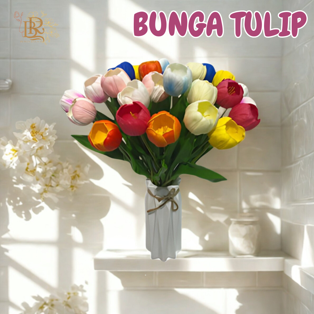 Bunga Tulip Latex Artificial Jumbo Palsu Plastik Bunga Hias Dekorasi Meja Unik Berkualitas CZ-169L