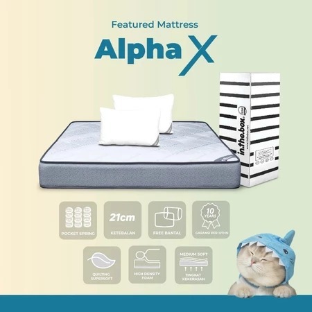 Inthebox ALPHA X - Kasur Springbed - Free Bantal - Ukuran Kasur 160x200